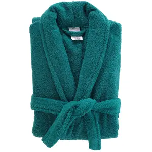 DOUCEUR D'INTERIEUR Peignoir Col Châle En Coton "tendresse" émeraude - Paris Prix Vert pas cher