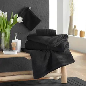 Comparateur de prix : Douceur d'Intérieur, Serviette de Toilette (50 x 90 cm) Tendresse Noir, Eponge Unie