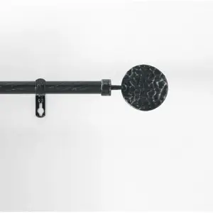 Comparateur de prix : Douceur d'Intérieur Tringle déco HOME MAISON Noir - Embouts ronds martelés - 120 à 210 cm
