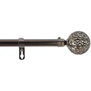 Comparateur de prix : HOME MAISON Kit de tringle embouts sphères sculptées (120-210 cm - Argent Mat)
