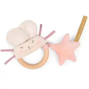 Comparateur de prix : Hochet anneau bois souris rose La petite école de danse Moulin Roty