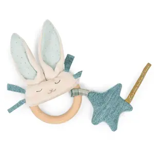Comparateur de prix : Hochet anneau bois Lapin bleu La petite école de danse Moulin Roty