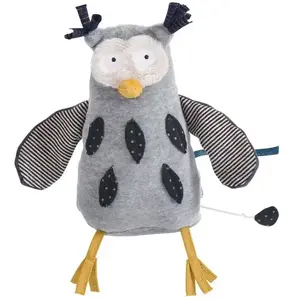 Poupée musique hibou Les Moustaches MULTICOLORE Moulin Roty pas cher