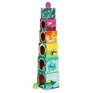 Cubes empilables Dans la jungle MULTICOLORE Moulin Roty pas cher