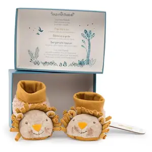Chaussons Lion Sous Mon Baobab MULTICOLORE Moulin Roty pas cher