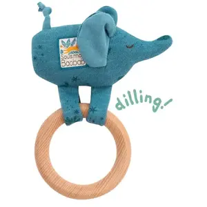 Hochet anneau bois Eléphant Sous mon baobab Moulin Roty pas cher
