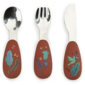 Set couverts silicone La forêt Mawa Marron/ vert pas cher