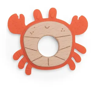 Anneau de dentition bois et silicone crabe ROUGE Moulin RotyVendu paraubert