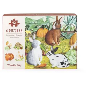 4 mini puzzles des animaux Le Jardinier Le Jardin du Moulin Multicolor... pas cher
