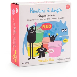 4 pots de peinture à doigts fluo Les Schmouks Moulin Roty