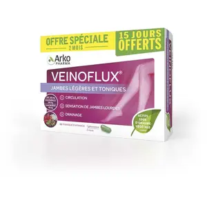 Comparateur de prix : Arkopharma Veinoflux Jambes Légères Circulation Vigne Rouge 60 gélules