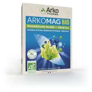 Comparateur de prix : Arkopharma Arkomag Bio Magnésium Marin + Végétal 30 comprimés