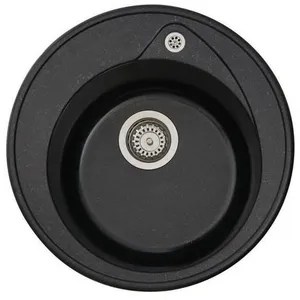 Comparateur de prix : STRADOUR Evier a encastrer RONDA, en SMC NOIR PAILLETE - 06, 1 bac, dim. O 49 cm, vidage manuel