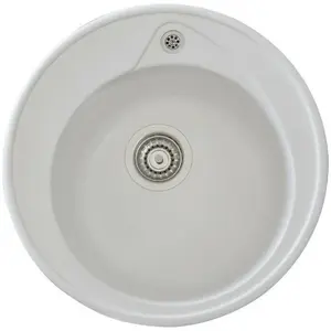 Comparateur de prix : STRADOUR Evier a encastrer RONDA, en SMC BLANC UNI - 17, 1 bac, dim. O 49 cm, vidage manuel