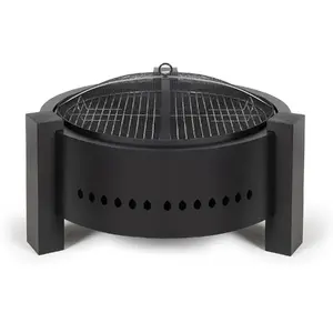 Brasero VOUNOT Extérieur 60 Cm - Acier Noir - Foyer De Chaleur - NEUF