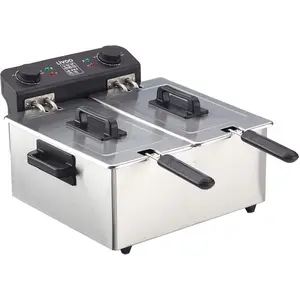 Livoo - LIVOO DOC217 Friteuse double 2 x 3 L Inox 3300W - Noir + Gris pas cher