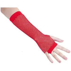 Comparateur de prix : Gants mitaines longues résille adulte, Rouge FETE-90305