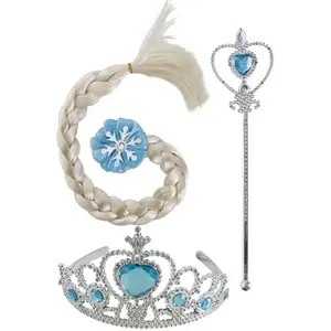 Set reine des glaces baguette, diadème et tresse FETE-91030