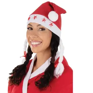 Comparateur de prix : Motomo Bonnet de Mère Noël lumineux étoiles rouges FETE-61045
