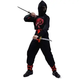 Déguisement enfant Ninja noir et rouge taille 7/9 ans FETE-66273 pas cher