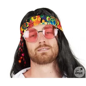 Comparateur de prix : Non communiqué 1 Bandeau pour cheveux thème Hippie/Année 60 multicolore REF/66669 Accessoire de déguisement - Marque ptit clown