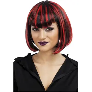Perruque d'Halloween adulte en Vampiresse noir et rouge (x1) REF/68999