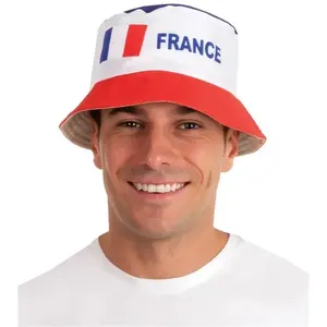 P'TIT CLOWN CHAPEAU BOB TISSU SUPPORTER FRANCE ADULTE Multicolore pas cher