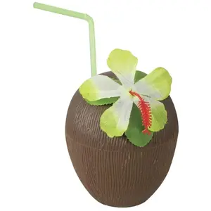 Comparateur de prix : Gobelet noix de coco plastique avec Couvercle et paille