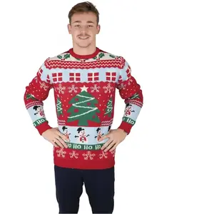 RueDeLaFete Pull de Noël adulte rouge avec sapins, taille S pas cher