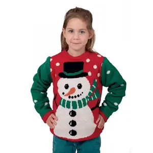 Comparateur de prix : Non communiqué pull de noël bonhomme de neige enfant rouge vert - ptitclown 48111