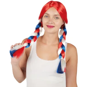 Comparateur de prix : Perruque avec tresses bleu, blanc et rouge