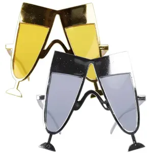 Lunettes plastique paillettes, Flûte à champagne, Or ou argent (x1) pas cher