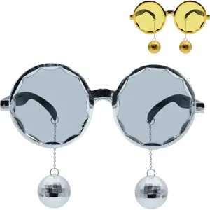 Motomo 1 Paire de lunettes Disco avec boules à facettes argent/doré or REF/35001 ptit clown pas cher