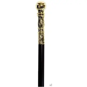 Canne noire avec pommeau OR 92 cm