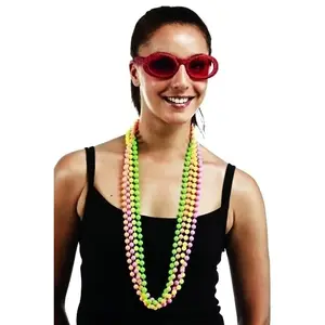 RueDeLaFete Lot de 4 Colliers 1m en boules plastique dia 10mm, 1m colorés