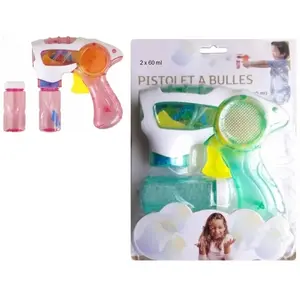 RueDeLaFete Pistolet à bulles LUMINEUX (par friction) avec liquide ada... pas cher