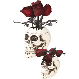 décoration crâne avec roses 30cm - ptitclown 12940 pas cher