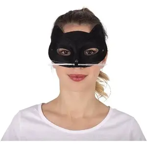 Loup tissu fourrure Chat avec moustaches, noir