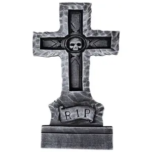 Comparateur de prix : P'tit Clown DÉCORATION CROIX PIERRE TOMBALE 61CM- DECORATION DE FETE HALLOWEEN Gris