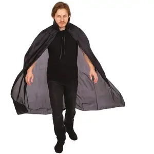 Cape tissu polyester avec col noire 130 cm, adulte FETE-16201 pas cher