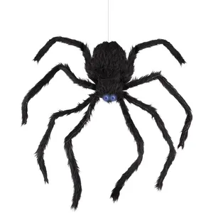 Araignée grimpante animée 80 cm - Décoration de fête Halloween - Noir