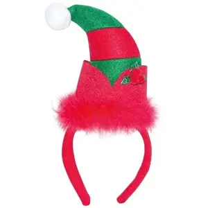 Comparateur de prix : serre-tête bonnet de lutin plumes pompon adulte - 18141
