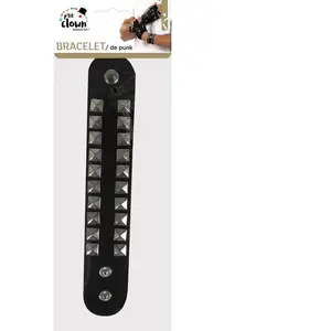 Bracelet - Punk - Taille unique - PU synthétique - Couleur argenté - Noir