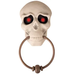 Heurtoir de porte tête de mort - Décoration de fête Halloween - Noir pas cher