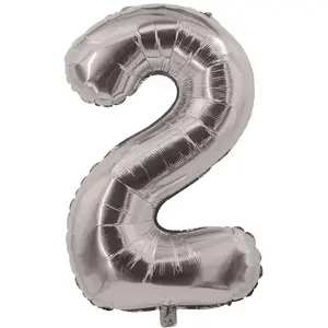 Comparateur de prix : Procos Ballon - ARGENT - Chiffre 2 - 85 CM - Hélium - Aluminium