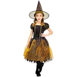 Non communiqué déguisement sorcière orange fille - 5/6 ans - orange - ptitclown 88386 pas cher