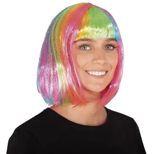 RueDeLaFete Perruque carré fluo multicolore pas cher