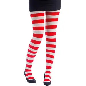 Comparateur de prix : RueDeLaFete Collants opaques rayés rouge et blanc FETE-74716
