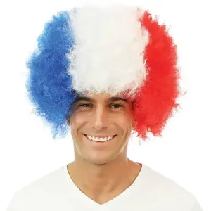 RueDeLaFete Perruque WILLY Afro france Bleu Blanc Rouge pas cher