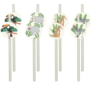 Comparateur de prix : Lot de 8 pailles en carton Animaux de la Savane